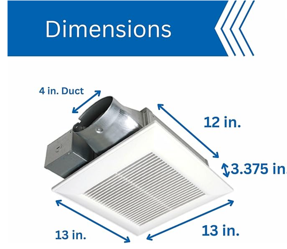 Panasonic WhisperValue DC Ventilation Fan 50-80-100 CFM | White FV-0510VS1