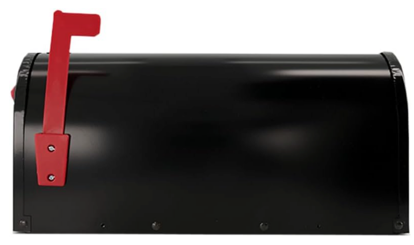 Black Metal Rural Mailbox with Lock Bracket, Double Door Entry, Front Mail Slot - Rural Metal Series Mailbox